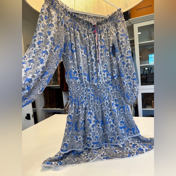 Parker Kara Blue Floral Off-Shoulder Dress - Picture 4 of 12